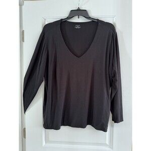 Grace Blouse Shirt Long Sleeve‎ Women's Plus Size 3X Pullover V-neck Black